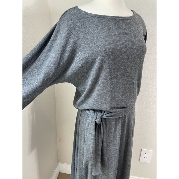 NEW Michael Stars Womens Large Charcoal Dress Tie Waist Dolman Sleeve - Picture 2 of 9